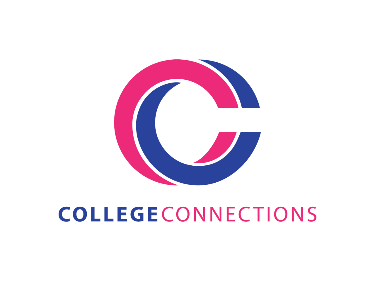 College Connections Logo. Pink and blue C's intertwined.
