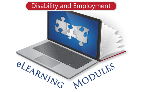 Laptop with puzzle pieces on the monitor with eLearning Modules