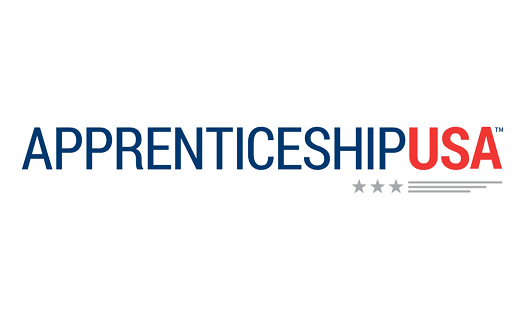 Apprenticeship USA logo in red and blue
