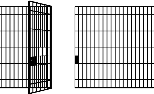 Jail cell with door standing open