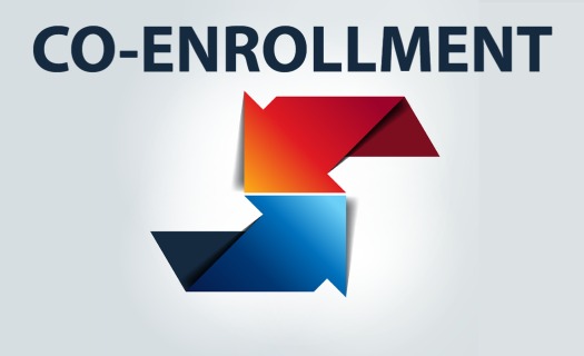 Blue and red interactive arrows with the text CO-ENROLLMENT above.