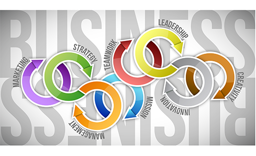 business model illustration design over a text background.png