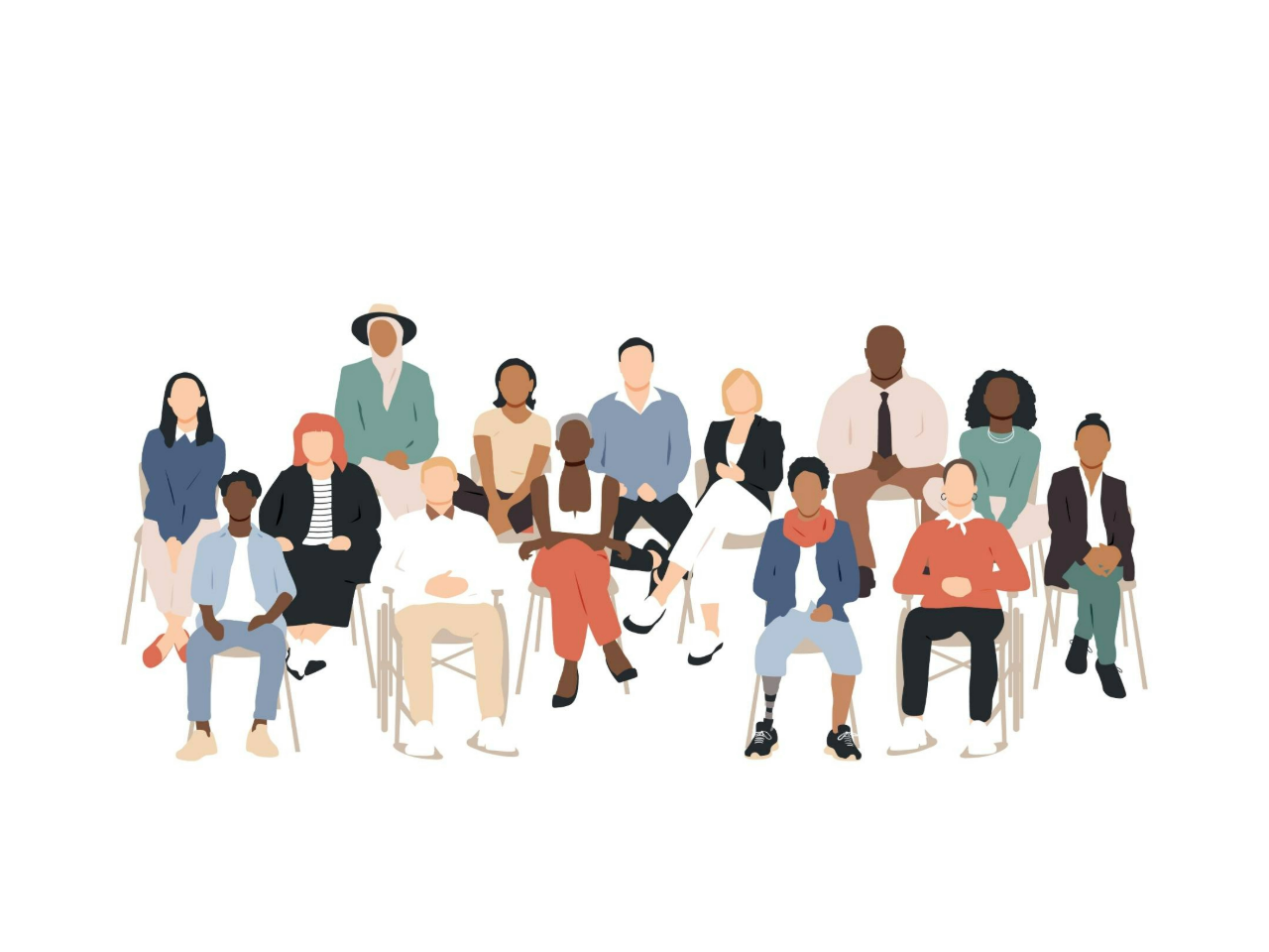 Cartoon depiction of group of people with disabilities